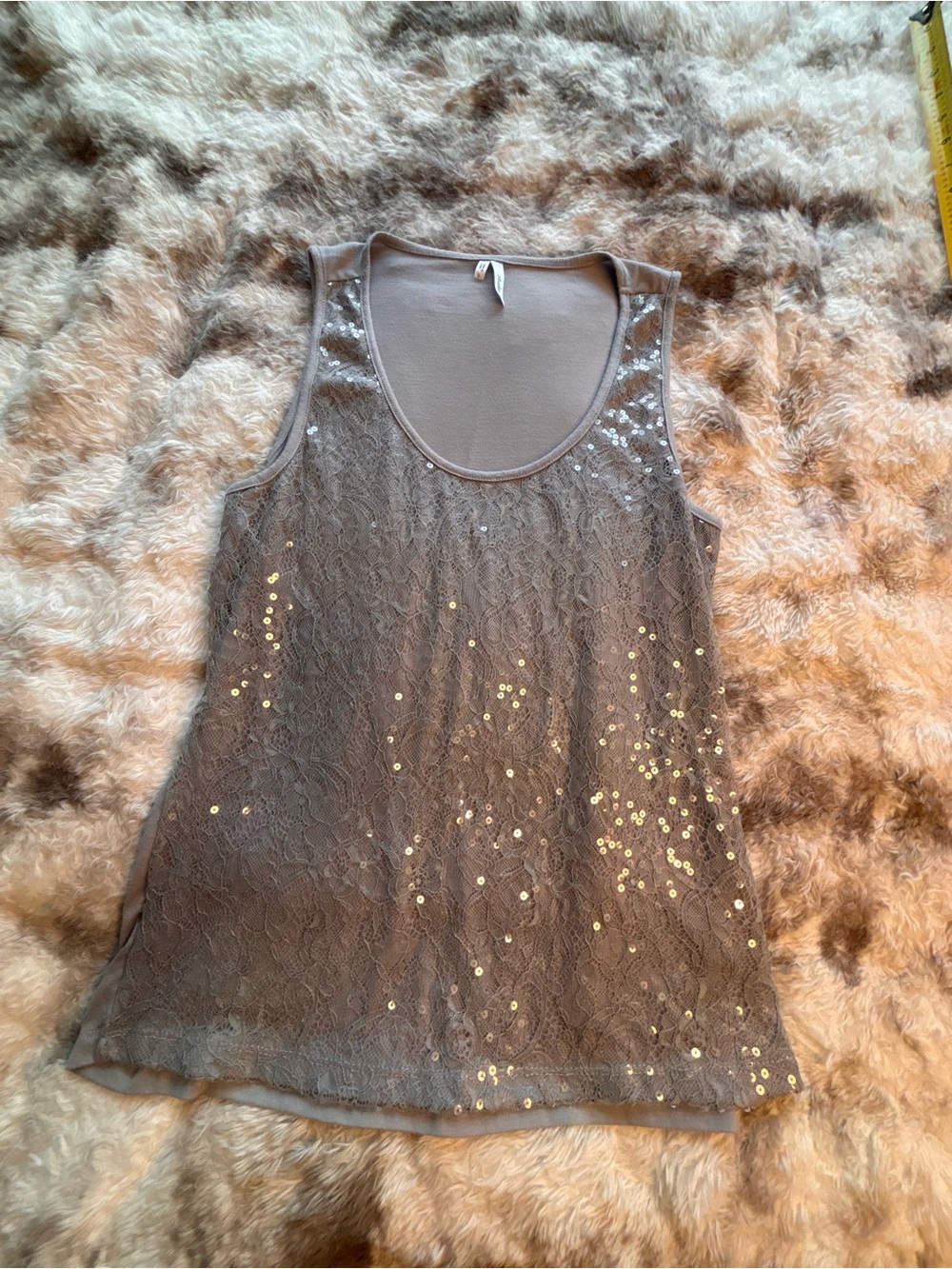 Studio Y Gray Lace Sequin Camisole
